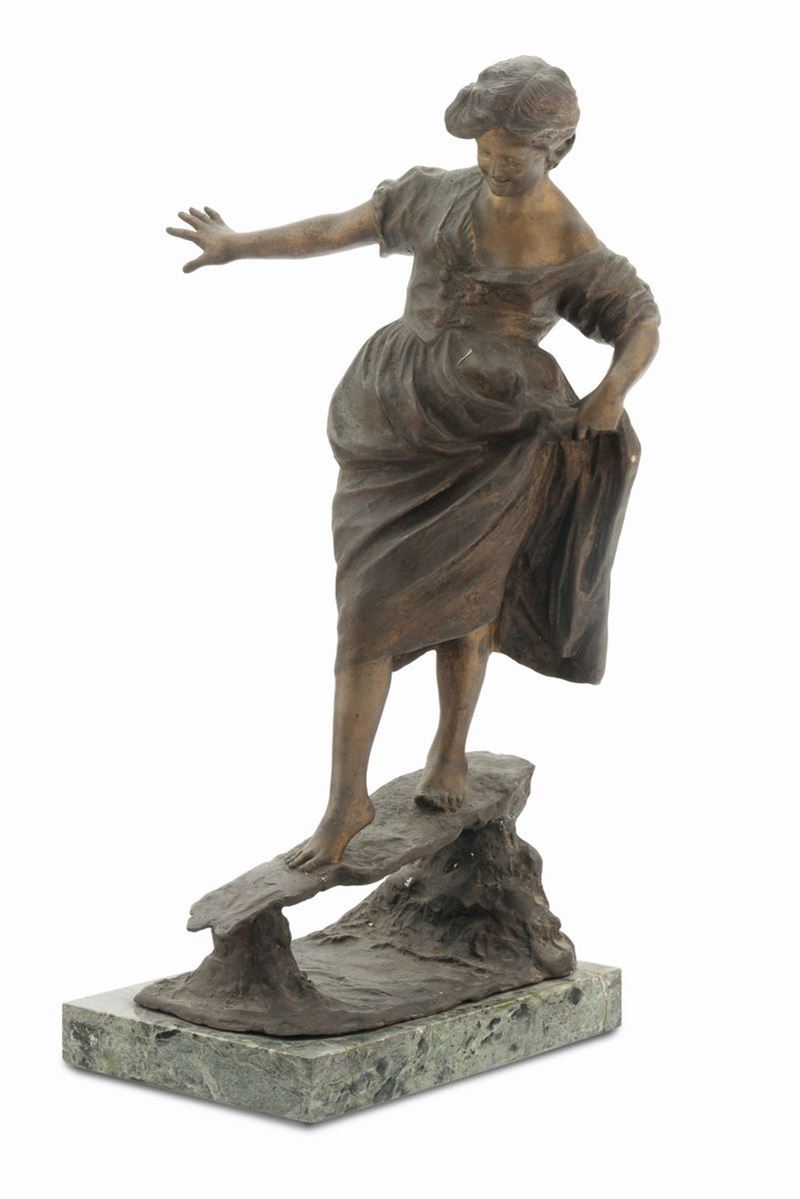 G.Parenti Ragazza che si solleva il vestito  - Asta Antiquariato, Affidamenti da raffinate dimore private - Cambi Casa d'Aste