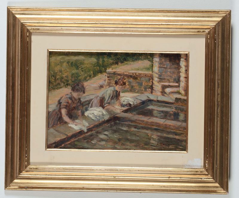 Alceste Campriani (1848-1933) Al lavatoio  - Asta Dipinti del XIX e XX secolo - Cambi Casa d'Aste