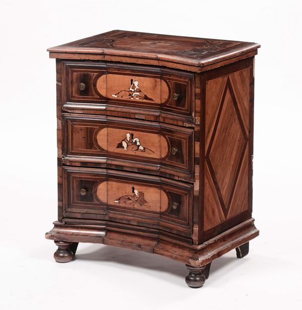 Inginocchiatoio Luigi XIV lastronato ed intarsiato in avorio