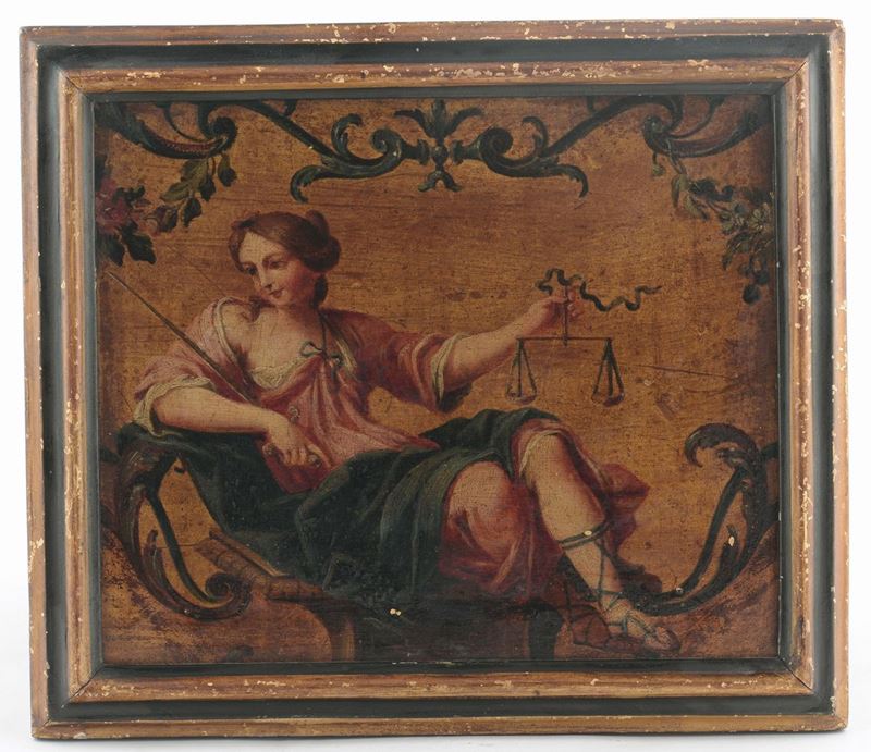 Scuola Francese del XVIII secolo Allegoria della giustizia  - Asta Dipinti Antichi - Cambi Casa d'Aste