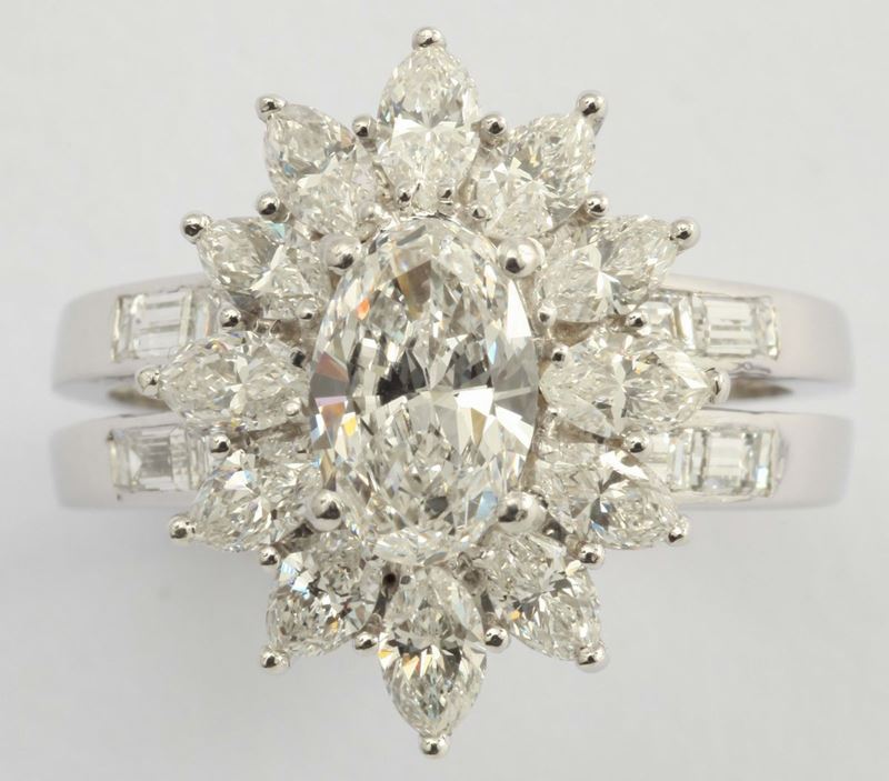 Anello con diamante ovale di ct 1,00; VS2  - Asta Fine Jewels - I - Cambi Casa d'Aste