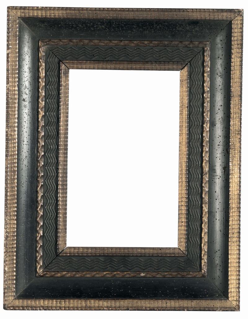 Cornice in legno guillochè nera e oro, Fiandre XVII secolo  - Auction Antique Frames - Cambi Casa d'Aste