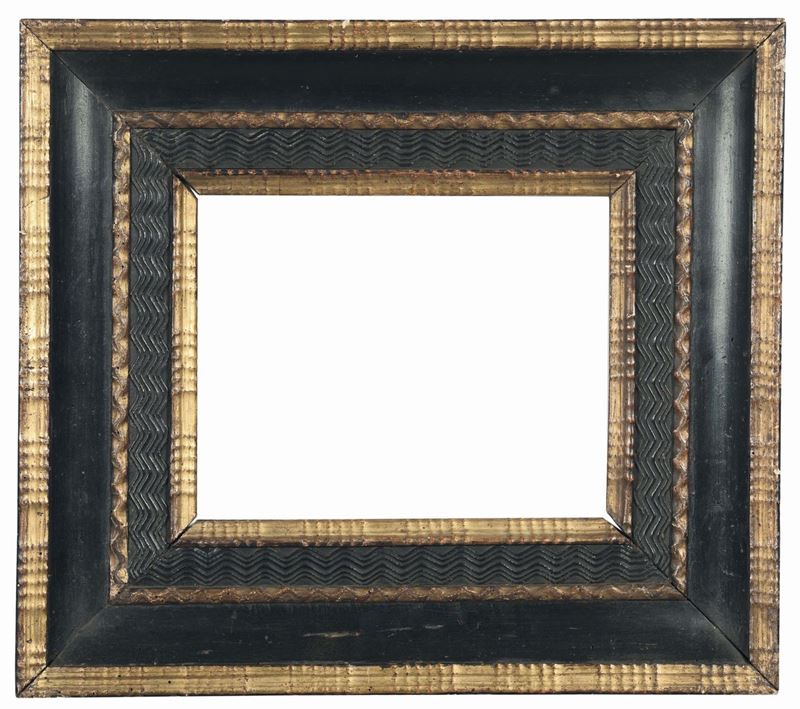 Cornice guillochè nera e oro, Fiandre XVII secolo  - Auction Antique Frames - Cambi Casa d'Aste