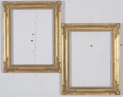 Coppia di Cornici in Legno Dorato e Intagliato, XIX Secolo