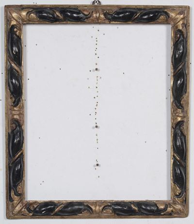 Cornice in Legno Dorato Ebanizzato e Intagliato, Lombardia XVIII Secolo
