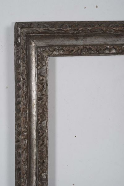Cornice in Legno Argentato a Mecca e Intagliato Napoli XVIII Secolo