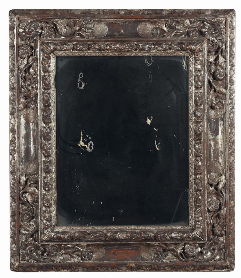 Specchiera in legno argentato a mecca e intagliato, Roma XVI secolo  - Auction Antique Frames - Cambi Casa d'Aste