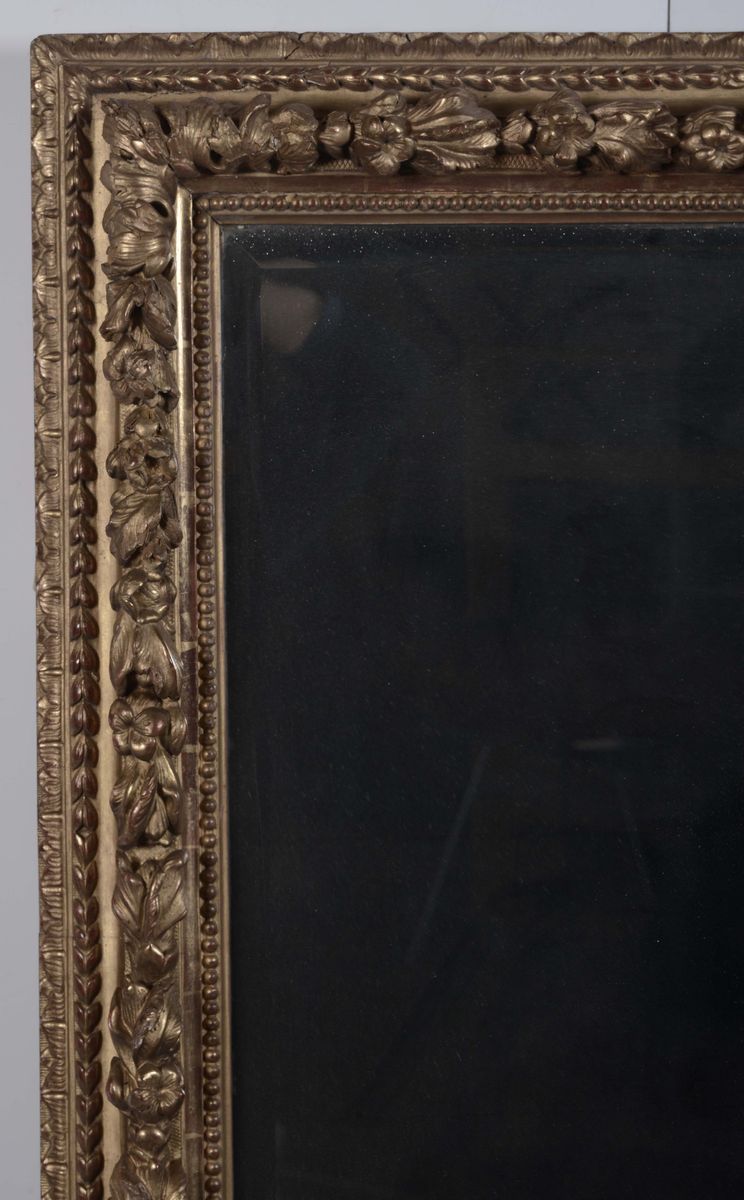 Specchiera in Legno Dorato e Scolpito, XIX Secolo