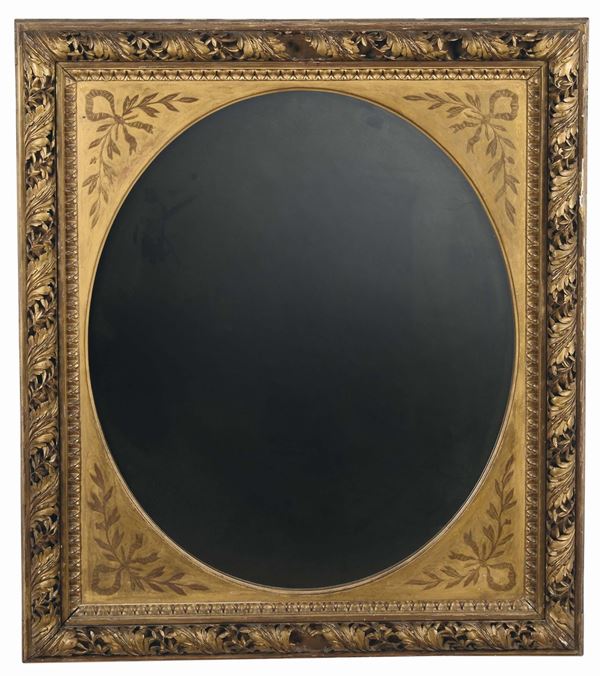 Specchiera in legno dorato e intagliato, XIX secolo