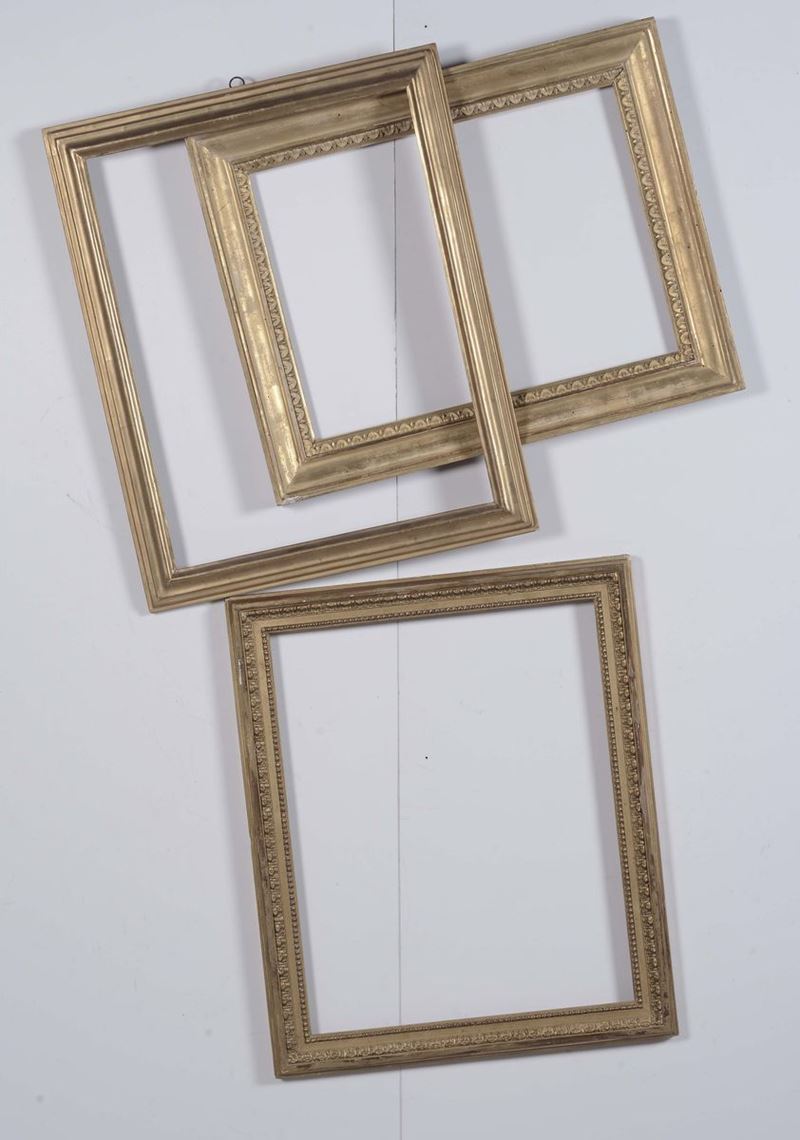 Lotto di tre cornici in legno dorato  - Auction Antique Frames - Cambi Casa d'Aste
