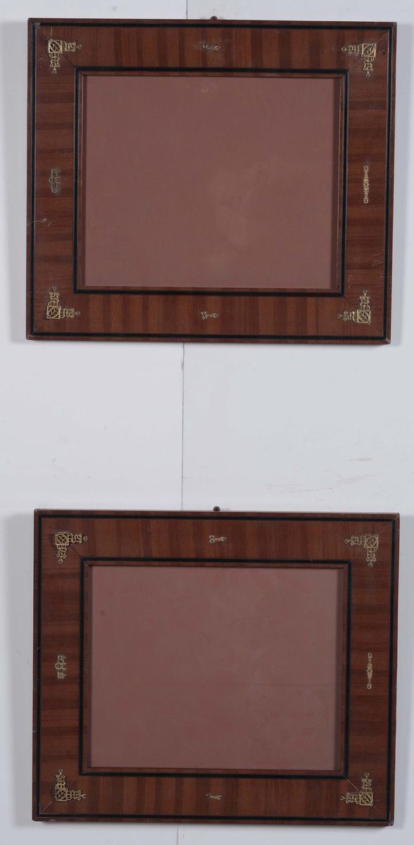Coppia di cornici lastronate in mogano, XIX secolo  - Auction Antique Frames - Cambi Casa d'Aste