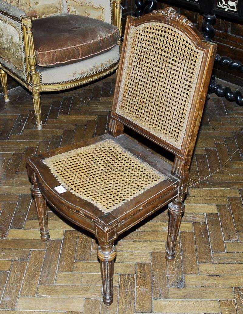 Quattro sedie Luigi XVI in noce, Genova XVIII secolo  - Asta Asta a Tempo 3-2014 - Cambi Casa d'Aste