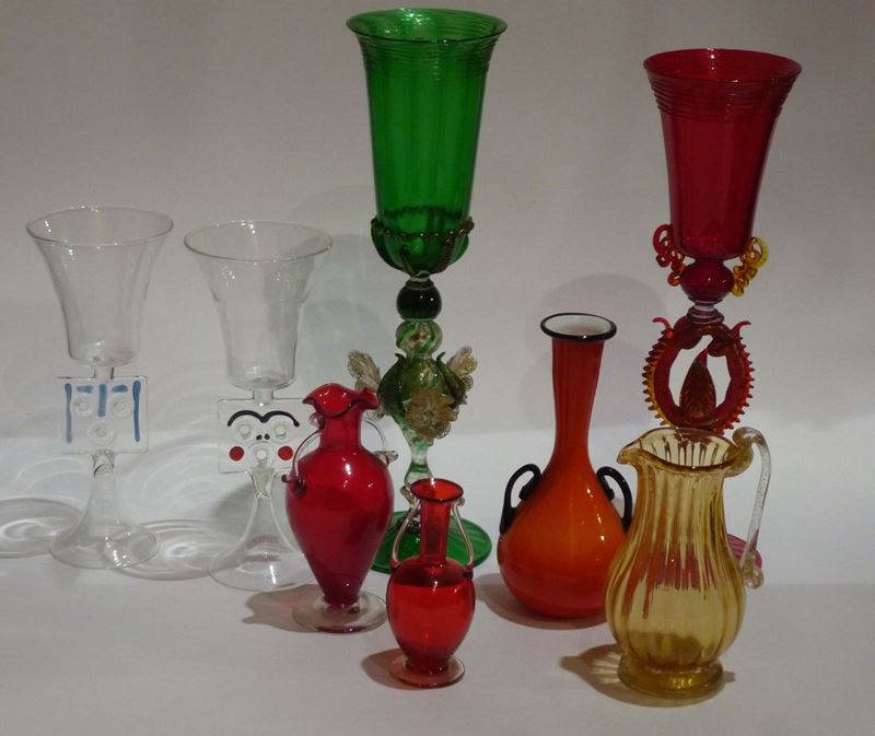 Lotto di bicchieri e altri vetri di Murano  - Auction XX Century Decorative Arts - Cambi Casa d'Aste