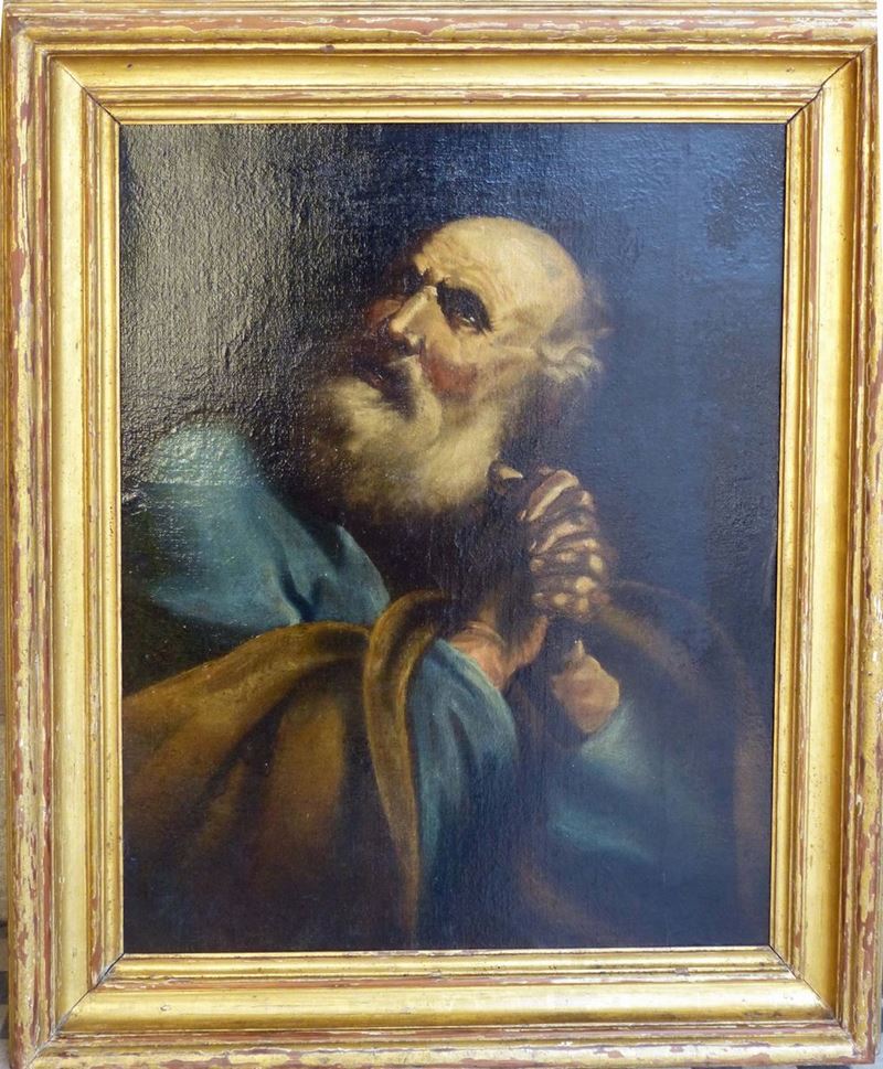 Scula Italiana del XVIII secolo Ritratto di santo in preghiera  - Asta Antiquariato e Dipinti Antichi - Cambi Casa d'Aste