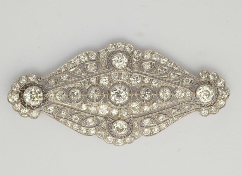 A diamond and gold brooch  - Auction Fine Jewels - I - Cambi Casa d'Aste