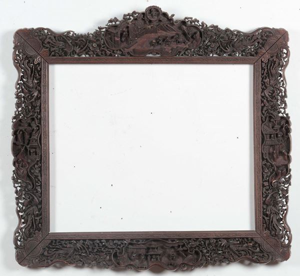 Lot of two carved wood frames, China, Qing Dynasty, late 19th century