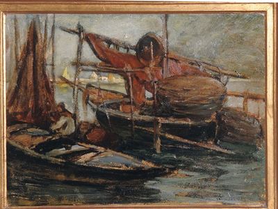 Giuseppe Miti Zanetti (1859-1929)barche a Venezia
