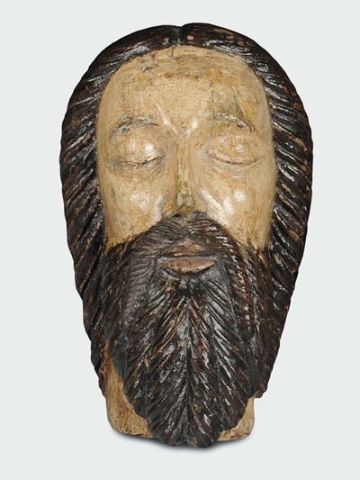 Testa di Cristo in Legno Policromo, Scultore Attivo tra Piemonte e Lombardia, XV Secolo