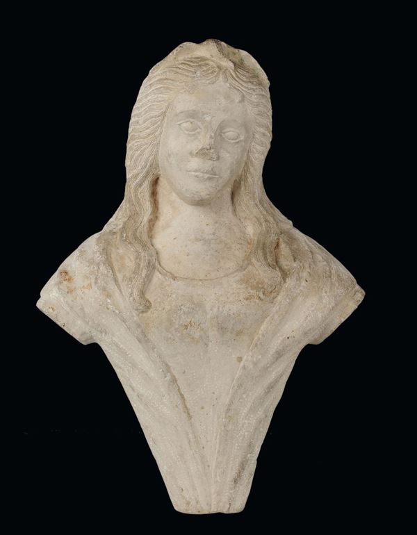 Busto femminile in pietra di Trani, XIX secolo