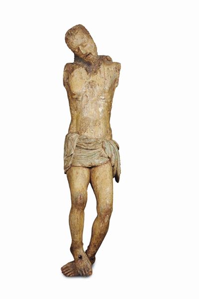 Grande Cristo Morto Legno Policromo, Scultore Dell’italia Centrale XVI Secolo