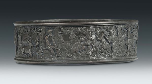 A circular molten and chiselled bronze layer representing “Orpheus' myth”, northern Italian or German school,16th century