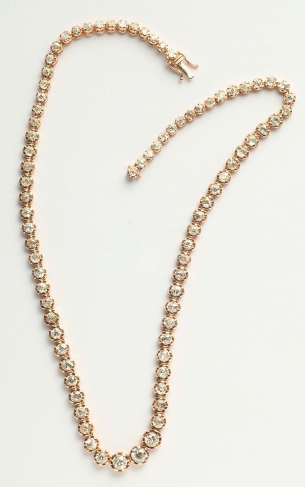 An old cut diamond line necklace