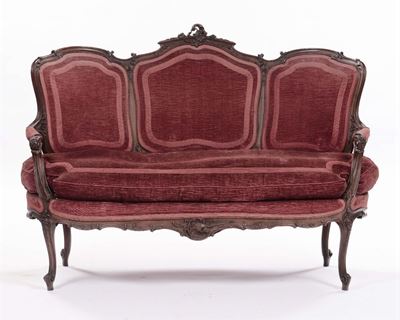 Salotto Luigi Filippo in Legno Intagliato