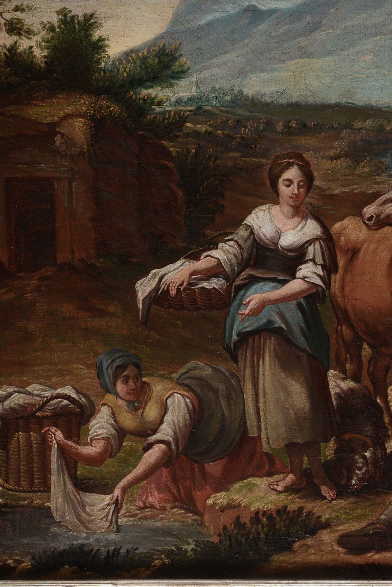 Scuola Fiamminga del XVII Secolopastori in Riposo Presso Antiche Rovine