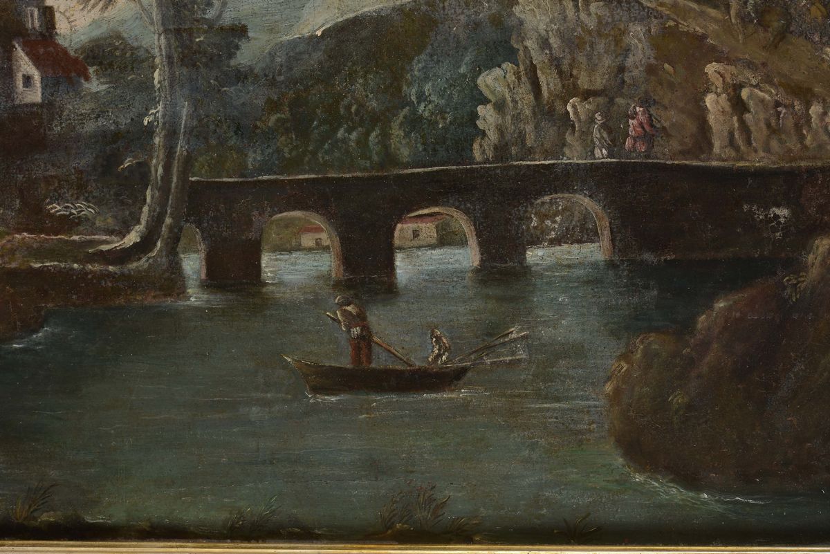 Scuola Italiana del XVIII Secolopaesaggio Fluviale con Figure