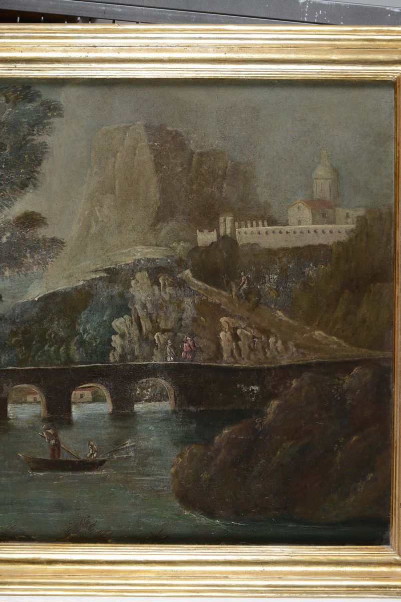 Scuola Italiana del XVIII Secolopaesaggio Fluviale con Figure