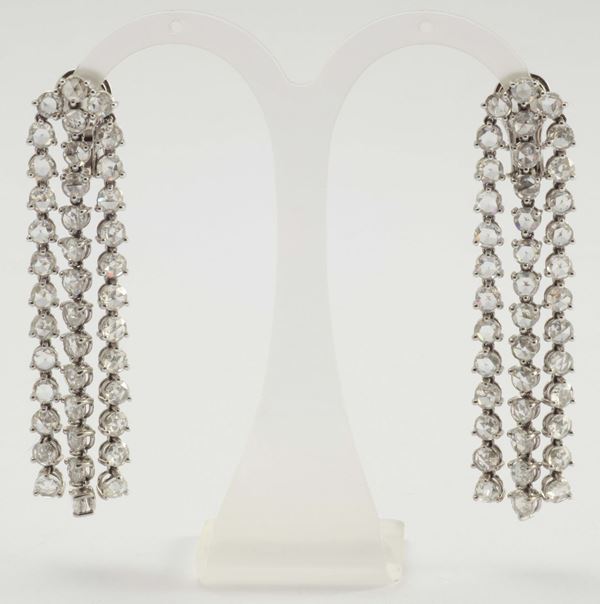 Faraone. A pair of old cut diamond pendant earrings