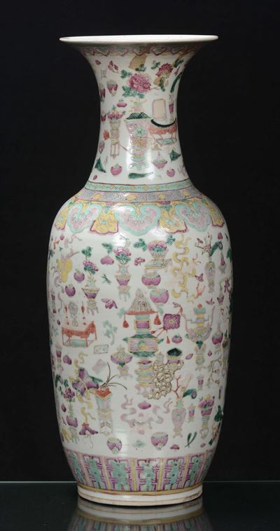 Vaso in Porcellana Policroma, Cina, Repubblica, XX Secolo