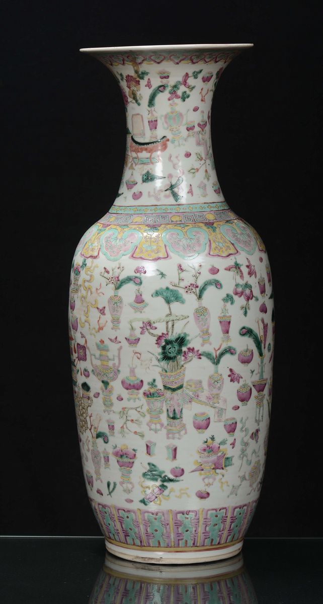 Vaso in Porcellana Policroma, Cina, Repubblica, XX Secolo