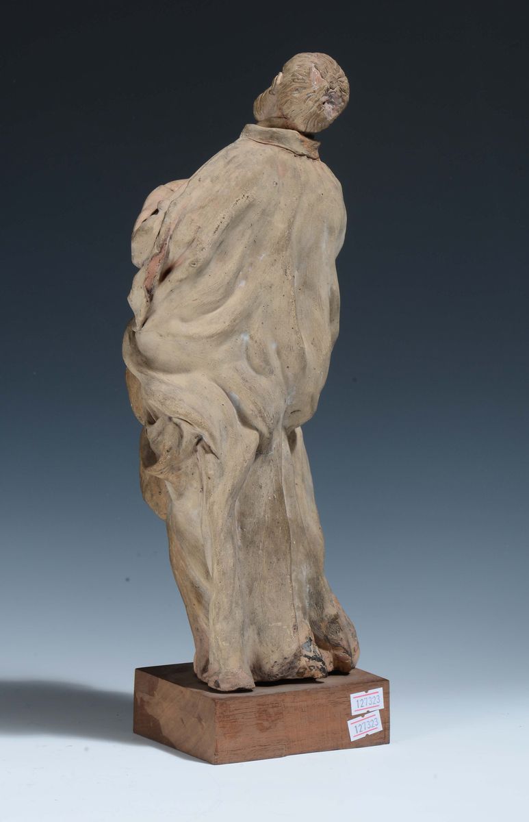Scultura in Terracotta Raffigurante San Filippo Neri, Scultore Barocco Romano del XVII Secolo