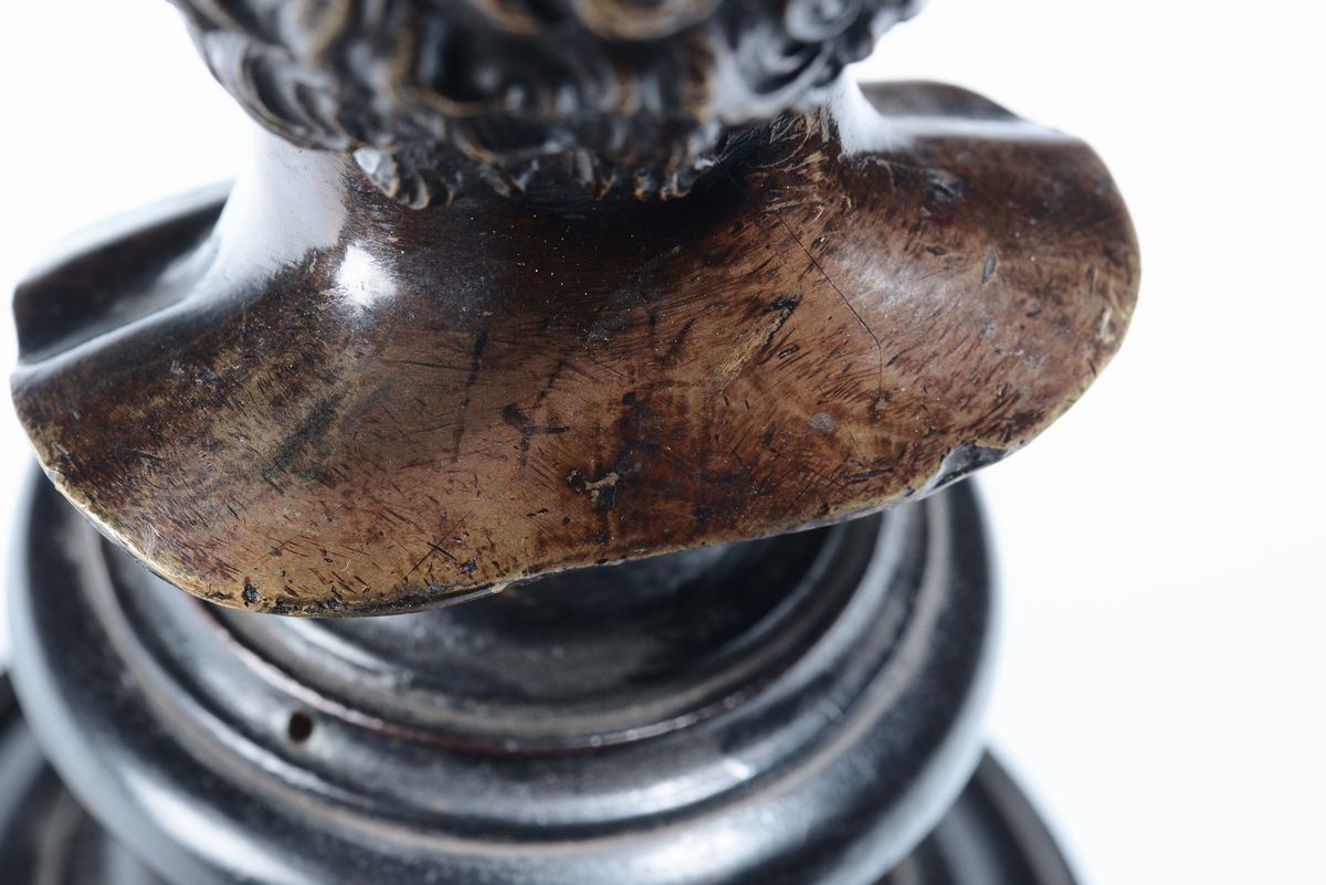 Testa Virile in Bronzo Fuso e Cesellato, Arte Italiana o Francese del XVIII Secolo