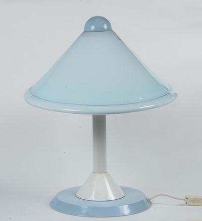 Lampada da Tavolo in Vetro di Murano Azzurro e Bianco, Anni 60/70