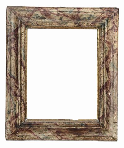 Cornice Sagomata Romana Laccata a Finto Marmo con Filo Dorato sulla Battuta, Marche XVIII Secolo