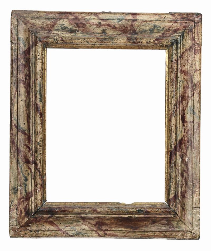 Cornice sagomata romana laccata a finto marmo con filo dorato sulla battuta, Marche XVIII secolo  - Auction Antique Frames - Cambi Casa d'Aste