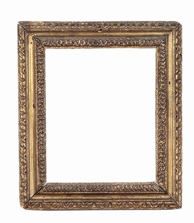 Piccola Cornice Dorata a Doppio Ordine di Intaglio, Marche XVIII Secolo