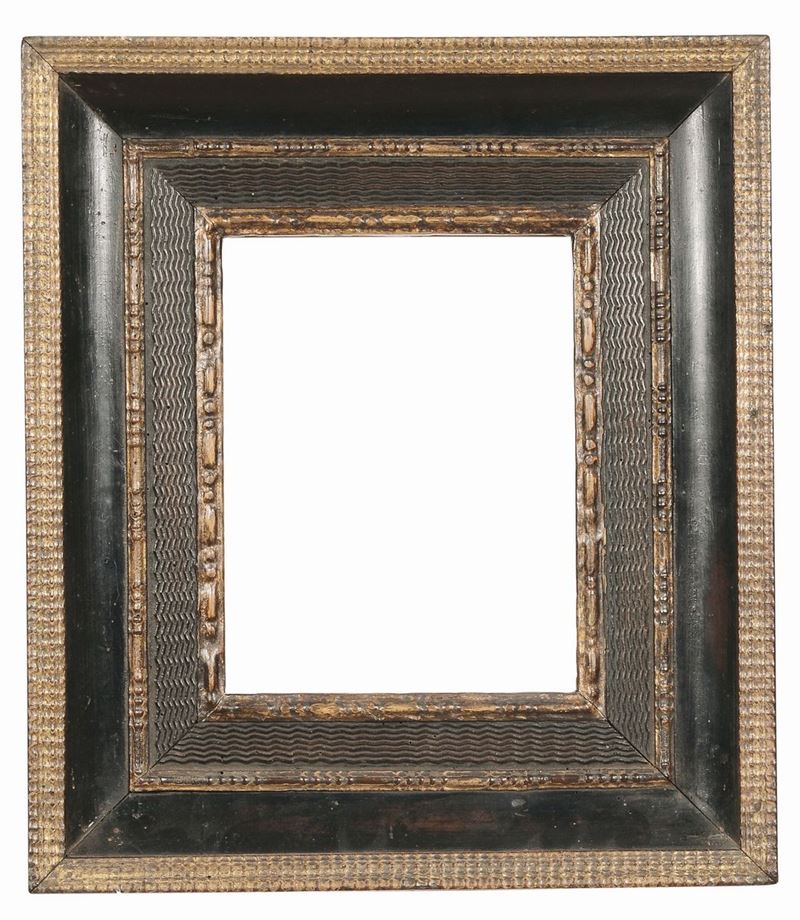 Piccola cornice guillochè con filetti dorati, Fiandre XVII secolo  - Auction Antique Frames - Cambi Casa d'Aste