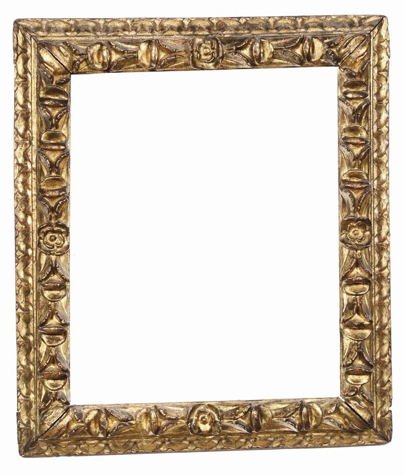 Cornice dorata riccamente intagliata a fiori e foglie, Lombardia - Veneto XVII secolo  - Auction Antique Frames - Cambi Casa d'Aste