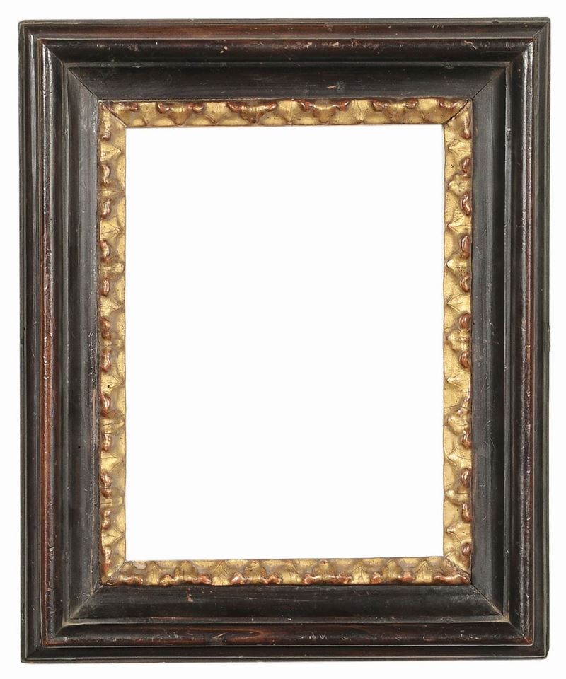 Cornice Salvador Rosa in legno ebanizzato con battuta intagliata e dorata, Roma XVIII secolo  - Auction Antique Frames - Cambi Casa d'Aste