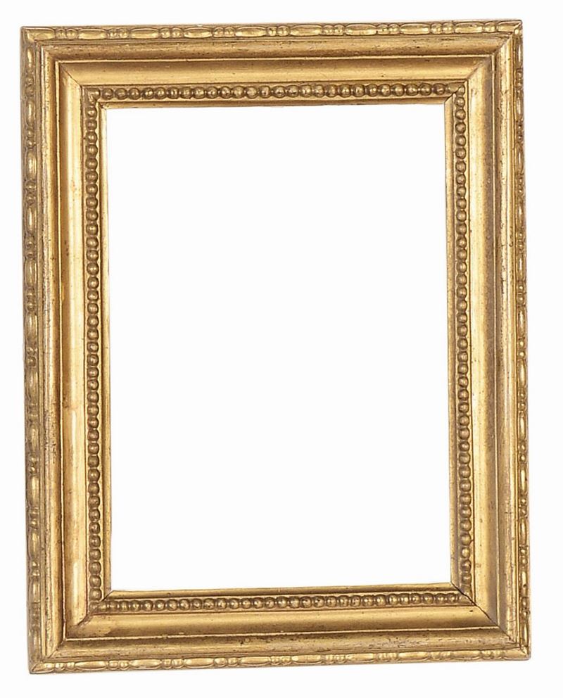 Piccola cornice dorata con perlinatura sulla battuta, Toscana XVIII secolo  - Auction Antique Frames - Cambi Casa d'Aste