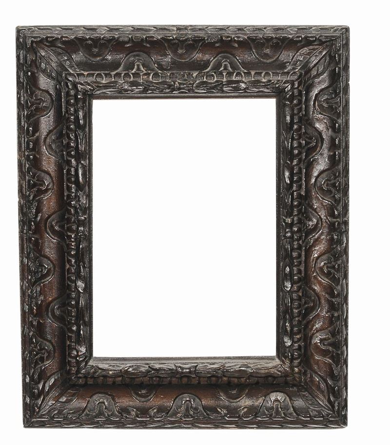 Cornice in legno intagliato e dipinto nero, Italia settentrionale, XVIII secolo  - Auction Antique Frames - Cambi Casa d'Aste