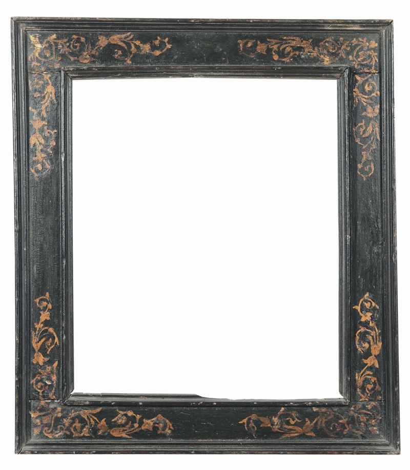 Cornice a cassetta in legno ebanizzato e decori dorati, XVII secolo  - Auction Antique Frames - Cambi Casa d'Aste