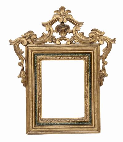 Piccola Cornice con Cimasa Intagliata, Emilia XVIII Secolo