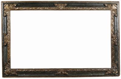 Cornice in Legno Intagliato, Dipinto con Decorazioni a Rilievo e Argento a Mecca, Veneto XVIII Se...