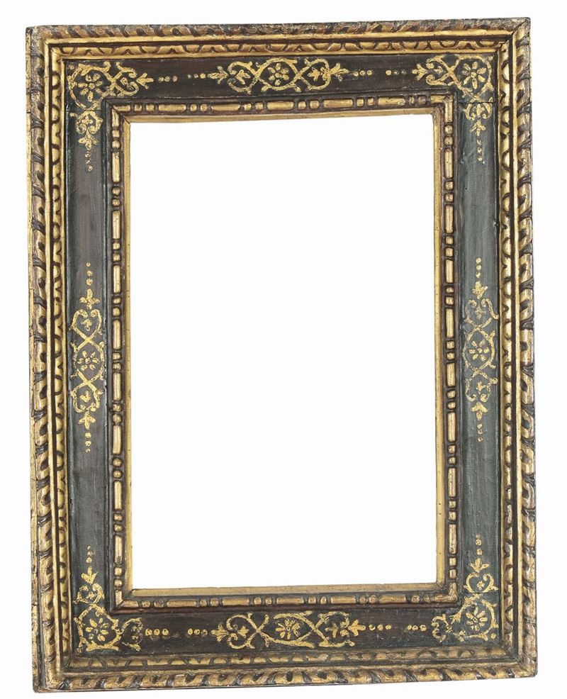 Cornice a cassetta a finto legno con decorazioni dorate, Italia centrale XVI secolo  - Auction Antique Frames - Cambi Casa d'Aste