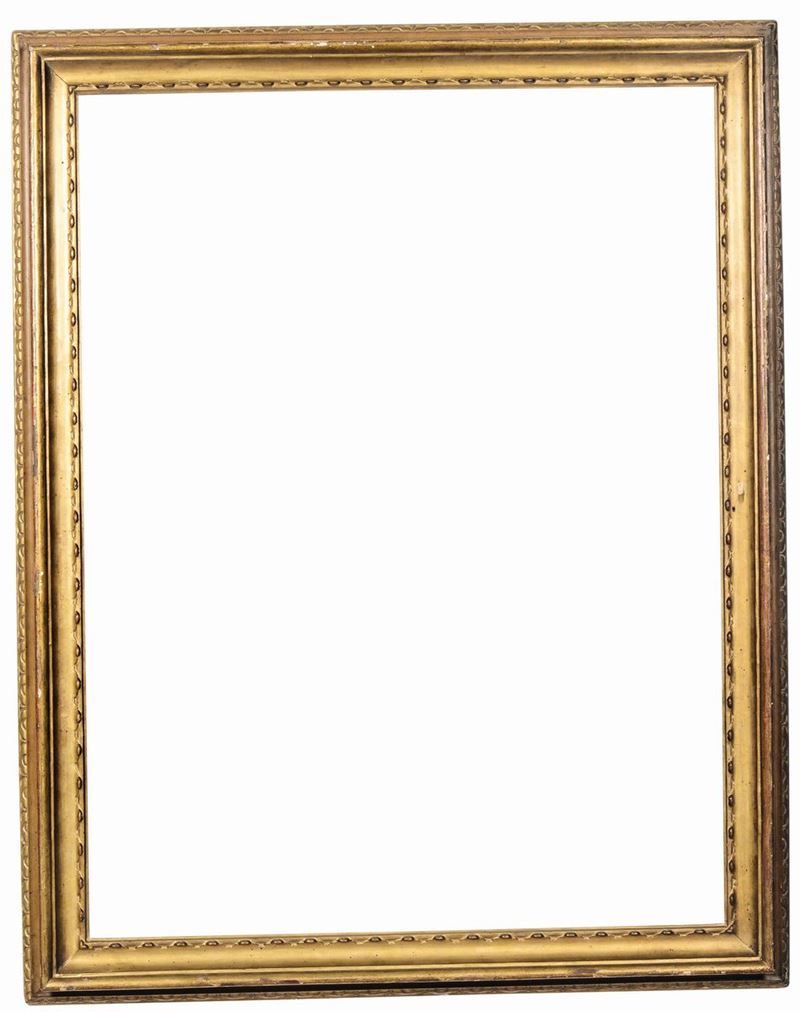 Cornice a labbretto, legno intagliato, dorato e dipinto a tempera ocra, Bologna XVIII secolo  - Auction Antique Frames - Cambi Casa d'Aste