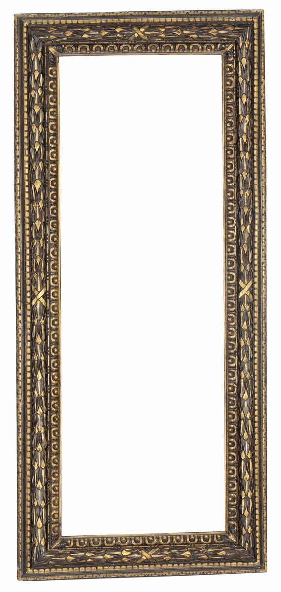 Cornice in legno intagliato ebanizzato e dorato, Nord Italia XVII secolo  - Auction Antique Frames - Cambi Casa d'Aste